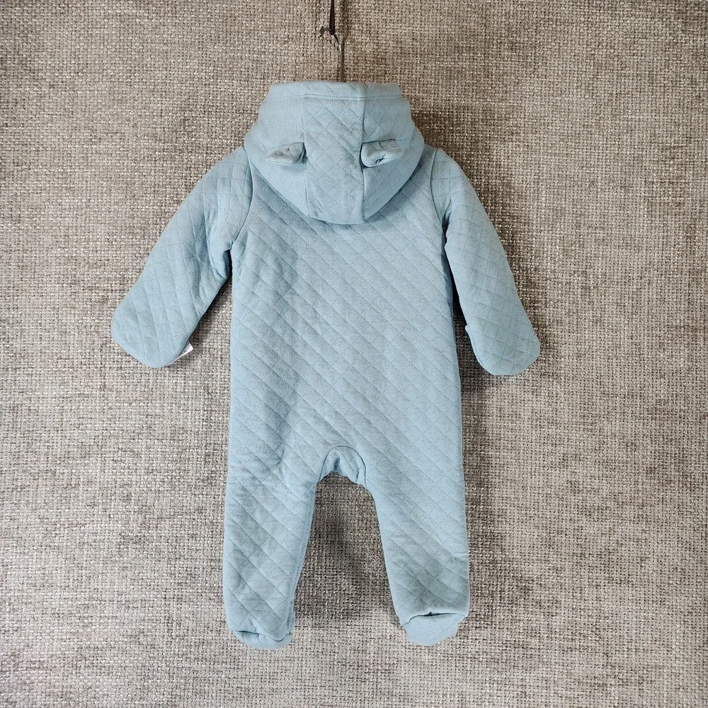 Carters Soft Blue Quilted Snowsuit Winter Outerwear Size 6 Months Hooded NWT